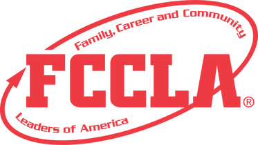 The red logo for FCCLA featuring bold letters encircled by a sketchy oval design.